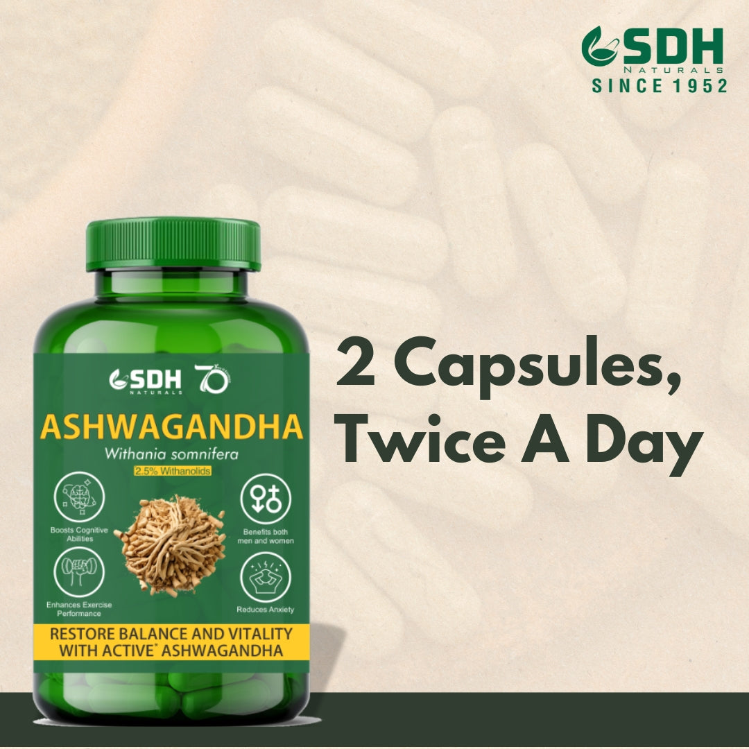 SDH Naturals Ashwagandha Capsule Support Strength & Energy Helps Release Stress Rejuvenates Mind And Body Pack of 60 Caps