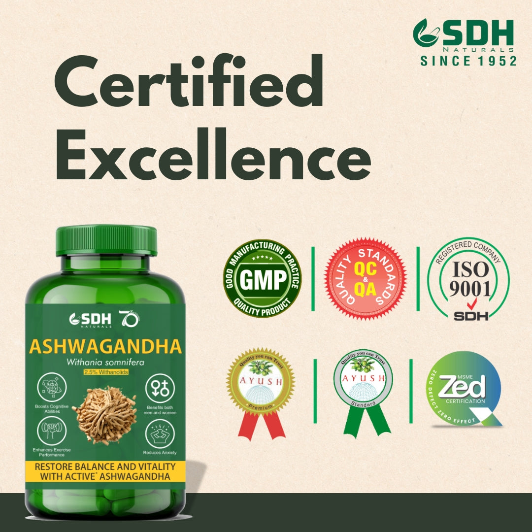 SDH Naturals Ashwagandha Capsule Support Strength & Energy Helps Release Stress Rejuvenates Mind And Body Pack of 60 Caps