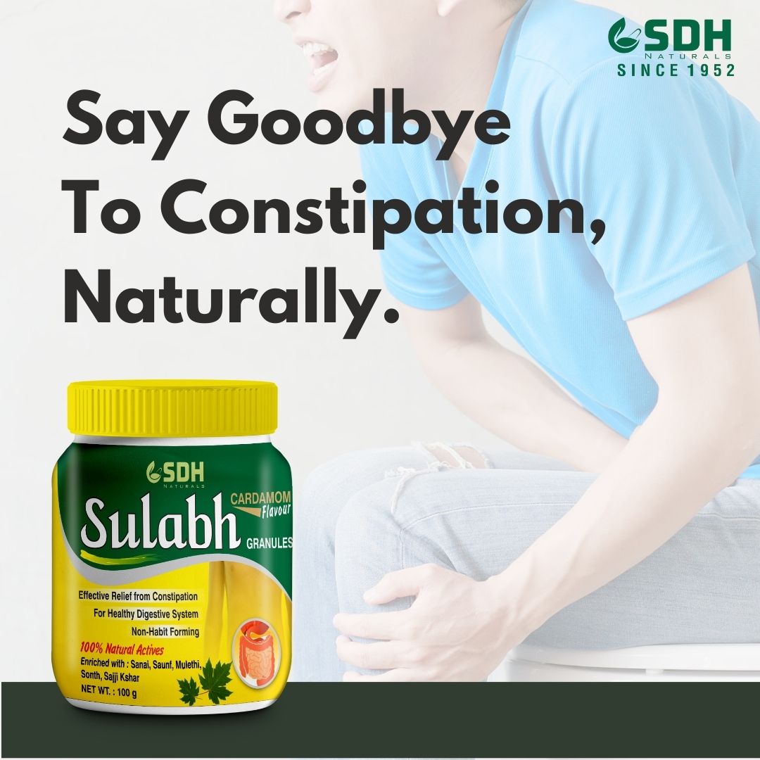 SDH Naturals Sulabh granules I 100% Ayurvedic Supplement for Constipation (Kabz) I Relieves acidity & gas. Non-habit-forming herbal formula, helps improve digestion, Churna Powder, safe and laxative.