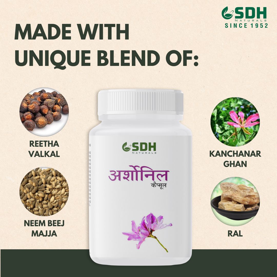 SDH Naturals Arshonyl Capsules  Effective Relief from Piles Pain, Discomfort, Burning, and Itching