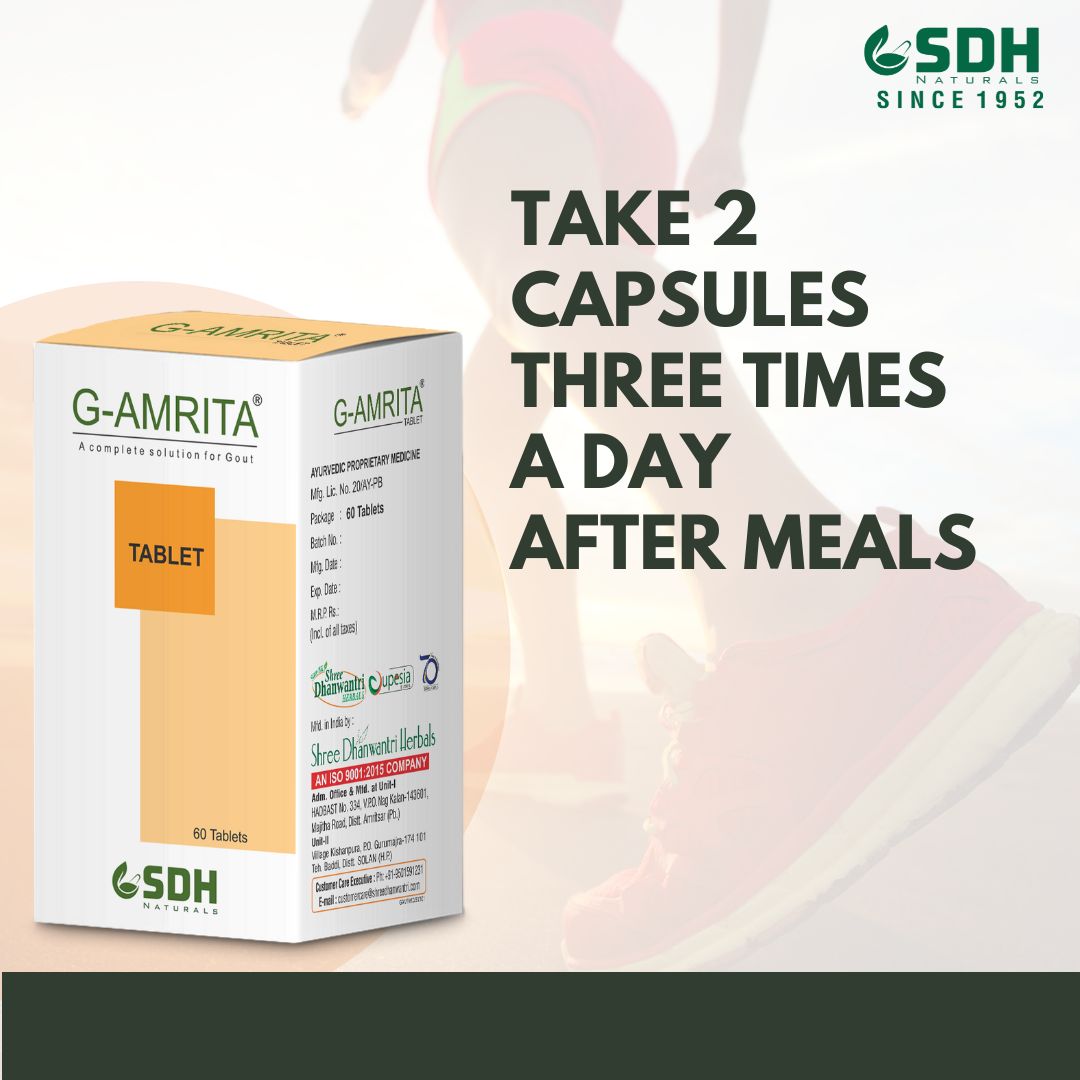 SHREE DHANWANTRI HERBALS Naturals G Amrita Helps In Gout,Joint Pain Relief By Healthy Uric Acid Level,Helps Reduce Swelling&Pain,Natural Supplement For Joint Care , Ayurvedic Tablets