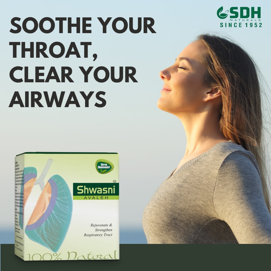 SDH Naturals Shwasni Avaleh provides relief in Throat irritation, For Easy breathing. Helps in allergic respiratory problems, Chest congestion, Cough, Cold pack of 500 gm (2x250gm)