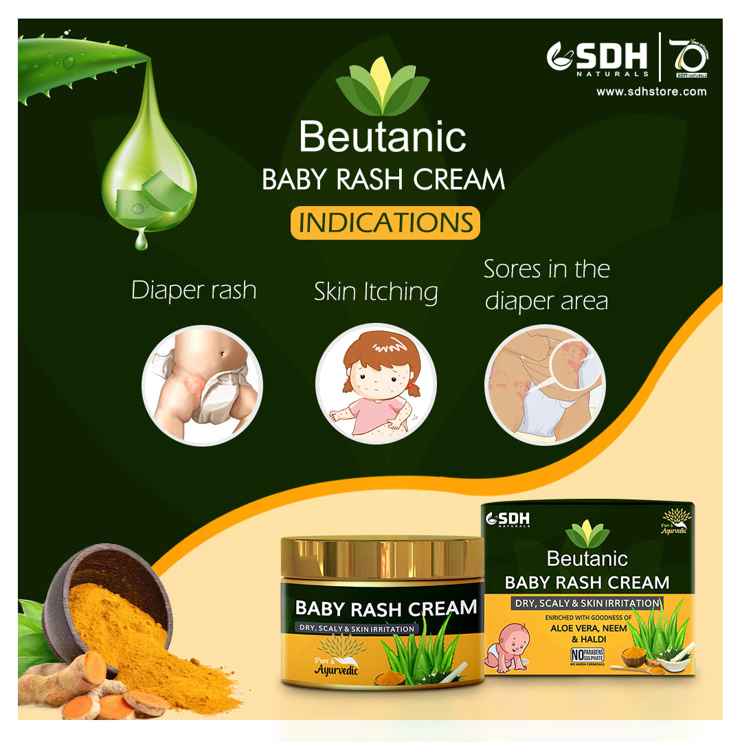 Beutanic Baby Rash Cream Enriched With Goodness Of Aloe Vera, Neem & Haldi