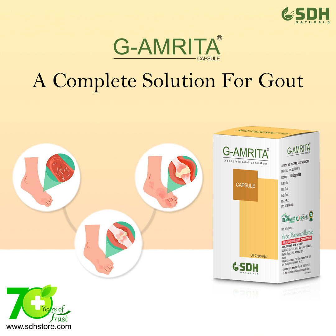 SHREE DHANWANTRI HERBALS Naturals G Amrita Helps In Gout,Joint Pain Relief By Healthy Uric Acid Level,Helps Reduce Swelling&Pain,Natural Supplement For Joint Care , Ayurvedic Tablets