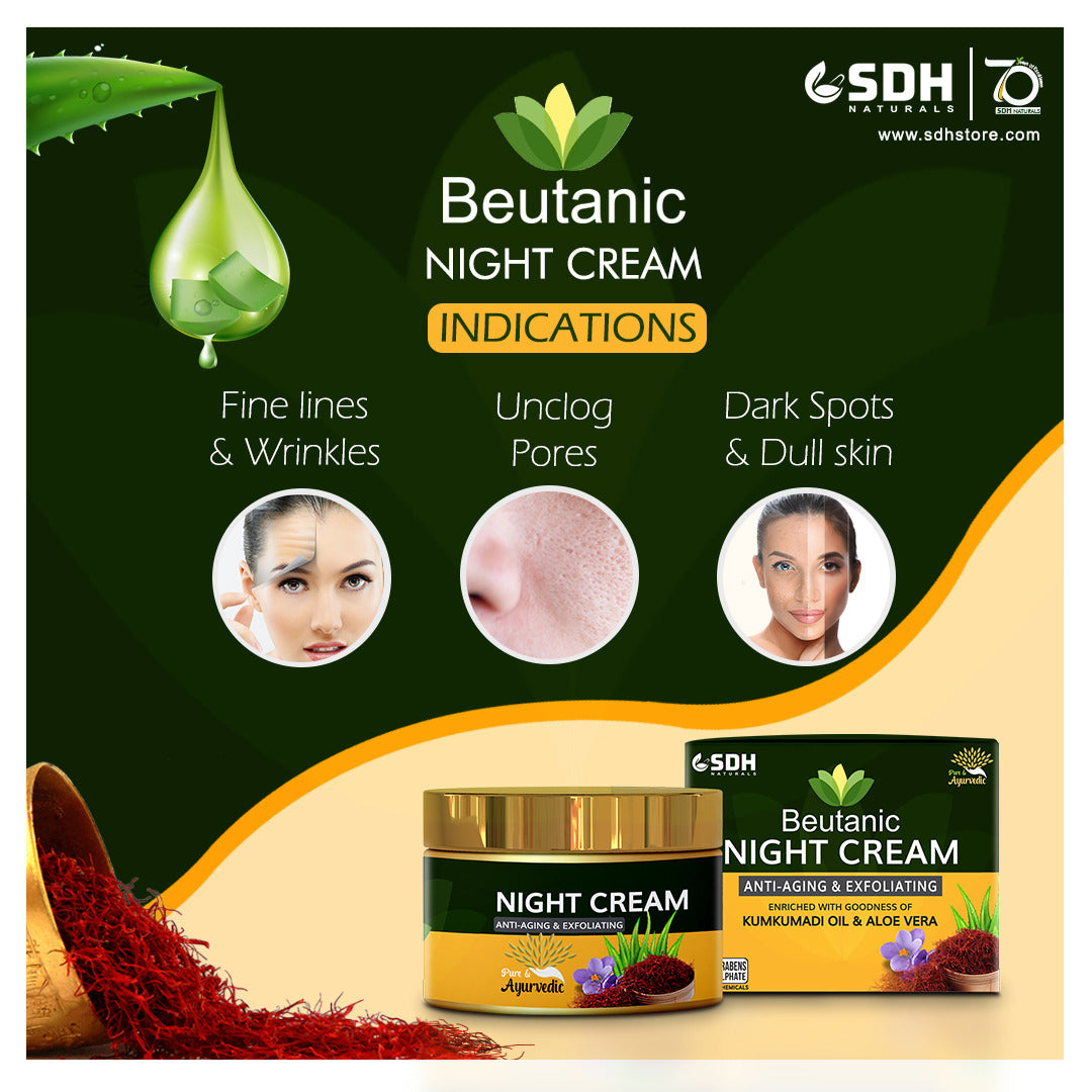 SDH Naturals Beutanic Night Cream Enriched With Goodness of Kumkumadi Oil & Aloe Vera