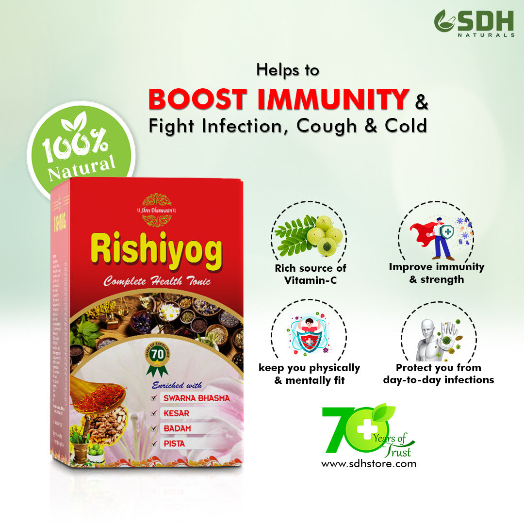 SDH Naturals RISHIYOG  Health Tonic Immunity Booster for whole family for all age groups, it builds immunity, strength, revitalizes the body with its natural antioxidant herbs.