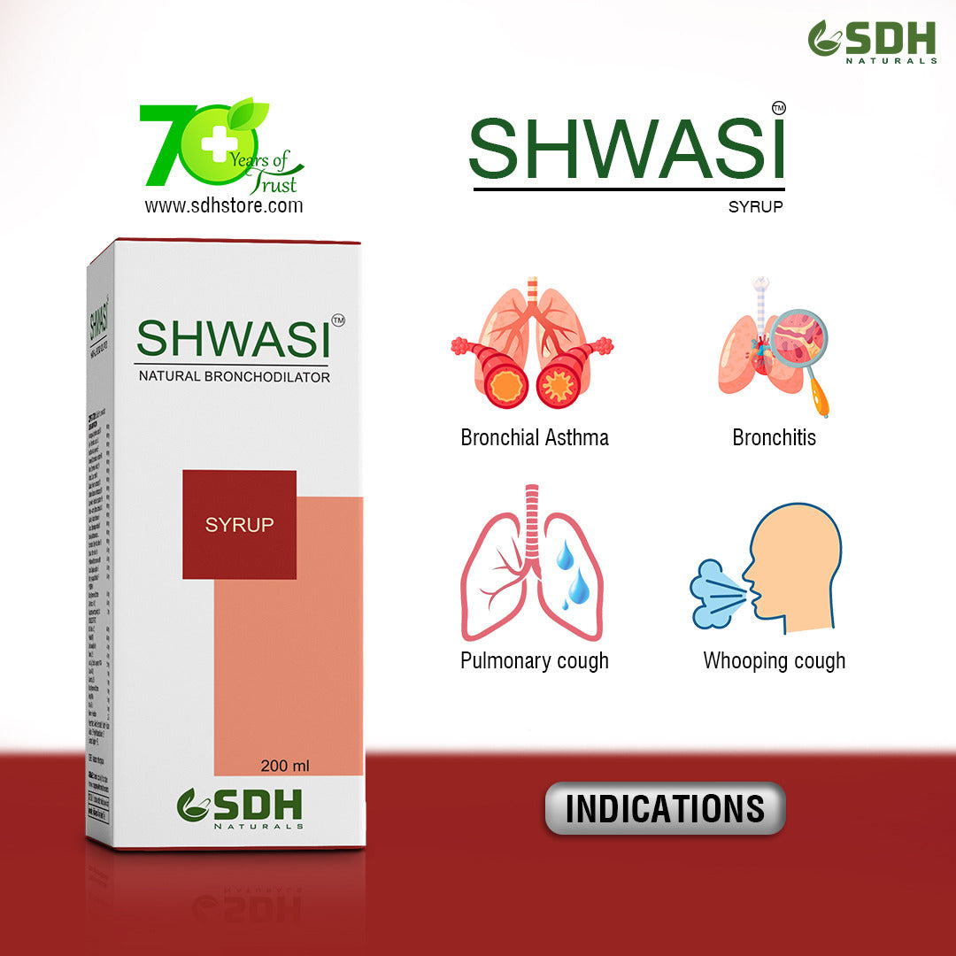 SDH Naturals Shwasi Ayurvedic Cough Syrup With Goodness of Apamarg, Arjun, Banafsa, Dhatura, Kantkari, Bibhitaki, Gazban effective in Dry & wet cough