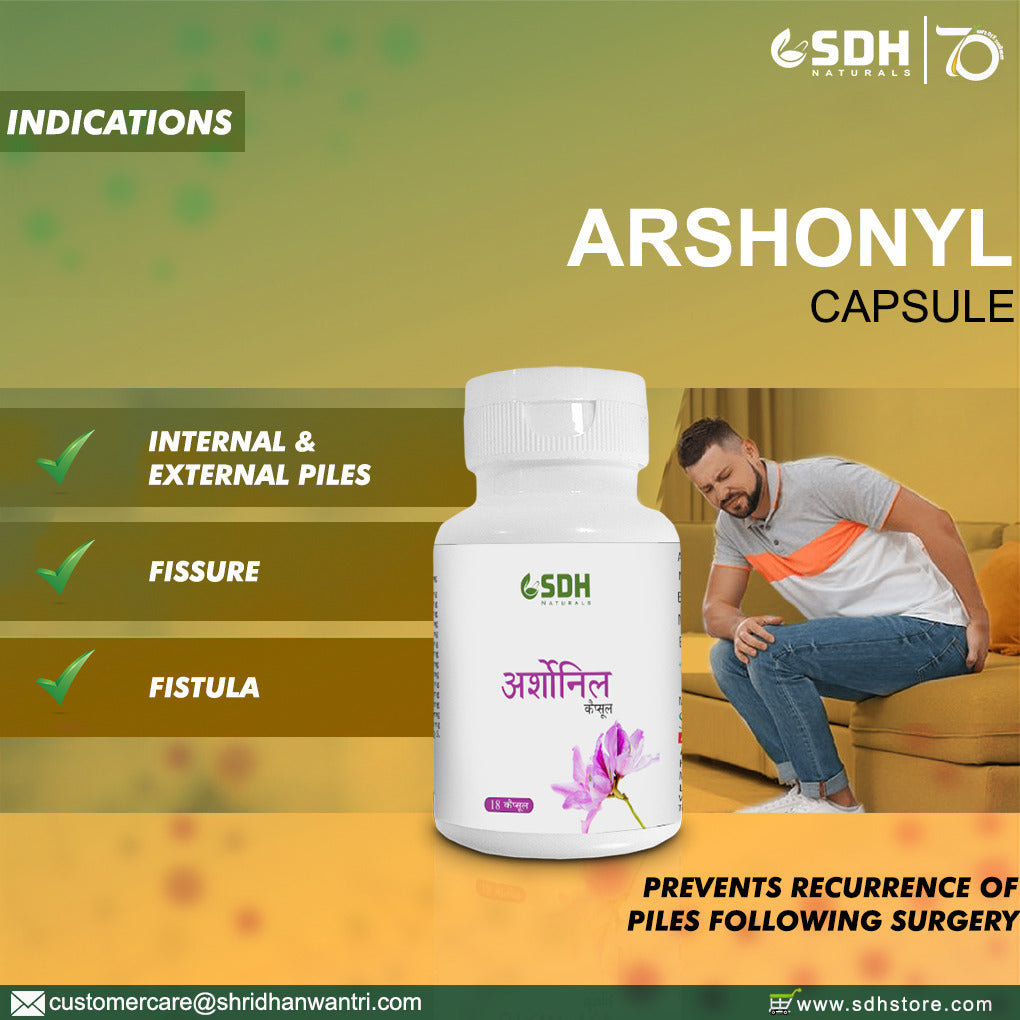 SDH Naturals Arshonyl Capsules  Effective Relief from Piles Pain, Discomfort, Burning, and Itching